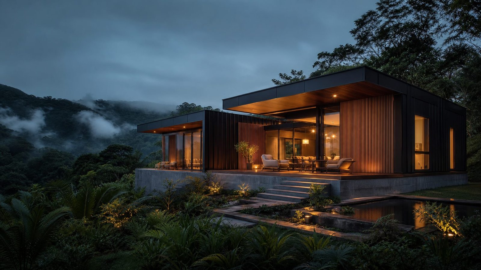 Casa modular de lujo CONCREBOX rodeada de naturaleza tropical